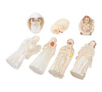 Toyvian 7 Figurines Miniatures Bibliques en Résine pour Crèche de Noël Scène Nativité Catholique 7 Pièces Personnages Sculptés pour Décoration Religieuse Intérieure