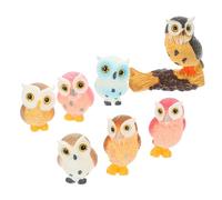 Toyvian 7 pièces Figurine Miniature Hibou Décoration Micro Paysage Statuette Chouette pour Bureau Jardin Maison