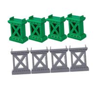 Toyvian 8 pièces Supports de Ponts de Train Plastique Accessoires de Ponts Élévateurs Compatibles pour Jeux de Voies Ferrées Jouets de Construction pour Gris et Vert Empilables
