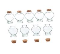 Toyvian 9 Pièces Lot de Bouteilles en Verre Forme Cœur avec Bouchons Bocaux Décoratifs DIY pour Bonbons Messages et Créations Manuelles