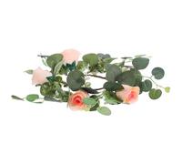 Toyvian Anneau Décoratif pour Bougie Pilier en Fleurs Artificielles Couleur Dorée, Couronne de Fleur Réaliste pour Décoration Maison, Porte et Mariage, 1 Pièce