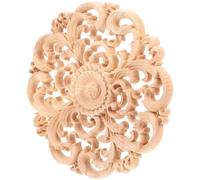 Toyvian Applique Décorative Ronde en Bois Sculpté Creux 15 CM - Ornement Mural et Meuble Naturel - Décoration D’Angle Vintage pour Salon Porte et Armoire Autocollant Décoratif