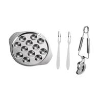 Toyvian Assiette Escargot Acier Inoxydable avec Pince et Fourchette Plateau de Service pour Fruits de Mer Ustensiles Maison pour Escargots et Apéritifs
