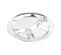 Toyvian Assiette Ronde à Compartiments Réutilisable en Acier Inoxydable Argenté 32 Cm, Plateau de Service 4 Compartiments pour Repas en ou