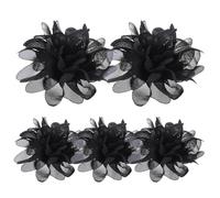 Toyvian Bague de Fleurs Délicate pour Spectacle Scénique, Anneaux Réglables en Tissu de Soie Noir, Lot de 5 Pièces pour Femme
