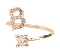 Toyvian Bague Ouverte Ajustable Lettre Ornée De Pierres Femme Mode Fête Présent Élégante Taille Unique