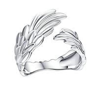 Toyvian Bague Ouverte Réglable Ailes Plume En Argenté Sterling S925, Bijou Femme Argenté, Anneau D'aile Pour Soirée Et Usage Quotidien, Taille Ajustable, Finition Plaquée Rhodium