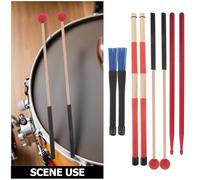 Toyvian Baguettes de Batterie en Bois 8 Pièces avec Balais Nylon Bleus Mailloches Antidérapantes Rouges Housse de Rangement Noire Accessoires Percussion pour Entraînement et Concert