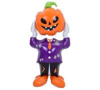 Toyvian Ballon Citrouille Halloween 4D en Aluminium - Ballon Tête de Citrouille sur Pied Décoration Automnale pour Fêtes Intérieures et Extérieures Accessoire Original pour Festival