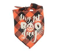 Toyvian Bandana pour Chien et Chat Halloween Lumineux Foulard Confortable et Réutilisable pour Fête Accessoires pour Animaux de Compagnie Motif Orange My First Boo