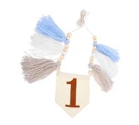 Toyvian Bannière de Chaise Haute Boho pour Anniversaire Garçon Guirlande avec Pompons Laine et Perles Bois Décoration de Fête Facile à Installer