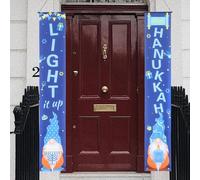 Toyvian Bannière de Porte Hanoukka en Polyester Bleu pour Décoration de Porche Facile à Suspendre, Ajoutant une Ambiance Festive pour Fête en Extérieur