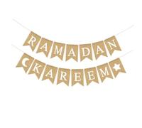 Toyvian Bannière Décorative Ramadan en Tissu Coton Forme Queue d'Hirondelle Couleur Vive Dorée et Bleue 1 Lot Suspendu pour Décoration Intérieure et Extérieure de Fête