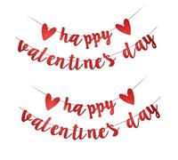 Toyvian Bannière Pailletée Saint-valentin Rouge Scintillante, 2 Ensembles de Drapeaux Décoratifs pour Fête, Guirlande Festive pour Décoration Intérieure et Extérieure, Fanions Lumineux