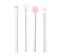 Toyvian Bâtonnets Mélangeurs à Cocktail en Verre de Silicate de 4 Pièces, Design Créatif, Faciles à Utiliser, Résistance Élevée pour Bar et Maison Couleur Réutilisable Couleur Aléatoire