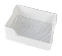 Toyvian Boîte à Litière pour Lapin en Plastique Blanc, Facile à Nettoyer Séparation en Deux Parties, Maille Adaptée pour Cochon d'Inde et Hamster