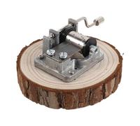 Toyvian Boîte à Musique Vintage en Bois Rond à Manivelle, 18 Notes, Disques de Bûche, Décoration Artisanale pour Anniversaire, Noël et Ambiance Relaxante