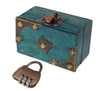 Toyvian Boîte Bijoux Vintage Bois avec Serrure à Code Coffret Rangement Trinkets Élégant Style Chinois Organisateur Portable pour Bijoux Précieux Déco Rétro Maison
