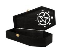 Toyvian Boîte Cercueil Noire en Bois, Boîte à Bague Gothique à Verrou