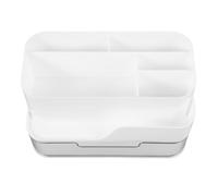 Toyvian Boîte de Rangement Cosmétique Multifonction pour Organiser Maquillage et Parfums en Plastique Blanc Compartiments et Tiroirs Bureau