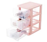 Toyvian Boîte de Rangement de Bureau Transparente 3 Tiroirs Rose Multifonction pour Cosmétiques et Articles Divers, Organisateur de Maquillage Compact pour Usage Quotidien