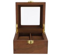 Toyvian Boîte de Rangement Montre Élégante Emplacements avec Coussins Amovibles et Fenêtre Coffret en Bois Foncé Noyer pour Montres et Bijoux