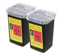 Toyvian Boîte de Recyclage Portable pour Lames Usagées en Plastique Noir Mécanisme de Verrouillage, Lot de 2, pour Collecte Sécurisée des Déchets Tranchants