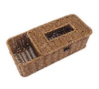 Toyvian Boîte Distributrice Mouchoirs Multifonctionnelle Imitation Rotin Tissé Rangement Bureau et Salon Étui Léger pour Papier Toilette et Télécommande Grand Modèle Couleur Foncée