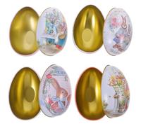 Toyvian Boîte en Fer-blanc D'œuf de Pâques 4pcs, Boîte de Rangement Solide et Multi-usages pour Fête de Pâques et Emballage de Bonbons