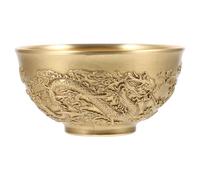 Toyvian Bol Décoratif en Cuivre à Trésors, Bassin de Fortune Chinois Double Dragon, Bol de Richesse Vintage 1 Pièce, Corne D'abondance pour Décoration Maison et Bureau