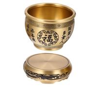 Toyvian Bol Feng Shui Laiton Vintage avec Socle Sculpture Chinoise de Richesse et Prospérité Bol de Méditation et Trésor pour Décoration Maison Bureau