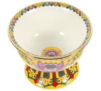 Toyvian Bol Offrande Émail Jaune à Pied Lotus pour Temple Bouddhiste Décor Auspicious Résistant et Multifonction pour Méditation et Autel