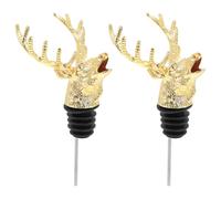 Toyvian Bouchons de Vin 2pcs Forme Tête de Cerf en Alliage de Zinc Faciles à Utiliser pour Bouteilles de Vinaigre et Huile Adaptés Maison et Hôtel