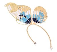 Toyvian Boucle D’oreille à Clip Gauche D’ailes D’elfe, sans Perçage, Métal Doré avec Cristaux Bleus, Bijou Délicat pour Femme, Décoration Oreille Fantaisie, Accessoire Élégant