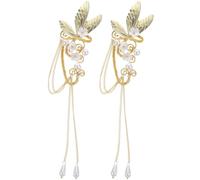 Toyvian Boucles D’oreilles à Clip Femme Longues Dorées Aiguille Métal Décoratives Sans Perçage Cérémonie Fête Soirée Élégantes Élégance Tendances