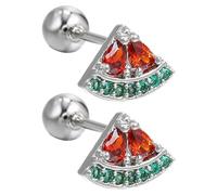 Toyvian Boucles D'oreilles Goujon Femme en Argenté Massif 925 Motif Pastèque Fruitée, Bijoux Fantaisie Légers Filles, Accessoire Mode Fête et Usage Quotidien