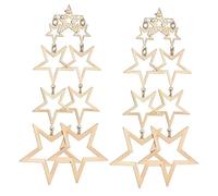 Toyvian Boucles d'Oreilles Longues Étoiles Pendantes en Alliage Doré Puces d'Oreilles pour Femmes Bijoux Délicats Accessoire Élégant pour Soirées et Occasions Spéciales