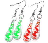 Toyvian Boucles D'oreilles Pendantes Goutte D'eau, Émaux Spirale Intérieure, Métal Léger, Femmes, Usage Quotidien et Fêtes, 2 Paires Vert et Orange