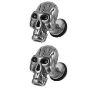 Toyvian Boucles D'oreilles Style Unique Tête de Mort en Acier Titane Argenté, Décoration D'oreille Punk Hip-hop et Halloween pour Homme