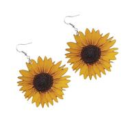 Toyvian Boucles d'Oreilles Tournesol en Bois 3D Clous d'Oreilles Femme Légers Bijoux d'Oreilles pour Usage Quotidien et Présent