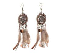 Toyvian Boucles Oreilles Attrape-rêves Bohèmes avec Plumes et Pompons Pendantes Élégantes pour Femmes Bijoux Ethniques à Franges pour Occasions Festives et Voyages