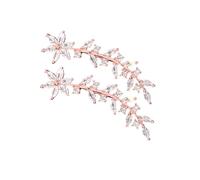 Toyvian Boucles Oreilles Escaladeuses Fleurs Ornées de Cristaux Non Percées Style Européen Rose Doré Accessoires Élégants pour Femmes Cérémonie et Quotidien