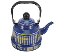 Toyvian Bouilloire Émaillée 11 L Bleue Géométrique Théière pour Cuisinière Poignée Bouilloire Vintage Épaisse pour Usage Quotidien Chauffage Rapide et Économie D’Énergie