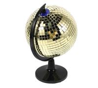 Toyvian Boule Disco Dorée Rotative en Plastique et Verre, Globe Décoratif Unique pour Bureau et Décoration Intérieure avec Design Réfléchissant et Effet Scintillant