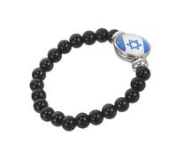 Toyvian Bracelet Drapeau D’israël Perles Noires Unisexe, Accessoire Décoratif Ajustable, Bijou Patriotique Pour Hommes Et Femmes, Style Casual Quotidien, Taille Unique