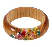 Toyvian Bracelet en Bois et Résine Fleurs de Delphinium Séchées Taille Unique Accessoire Vestimentaire Chinois Han Décoration Poignet Femme Bijou Artisanal Naturel