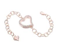 Toyvian Bracelet Médaillon Photo Cœur en Alliage Doré avec Cristaux Bracelet Ajustable à Maillons pour Femme Bijou Souvenir Sentimental Anniversaire Fête des Mères et Saint-Valentin