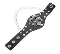 Toyvian Bracelet Punk PU à Large Manchette Spider Web Halloween Cuir Synthétique Ajustable avec Tête de Mort Accessoire Rock Gothique Unisexe pour Hommes et Femmes