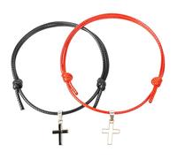Toyvian Bracelets de Couple en Cordon Ciré Croisé 1 Paire Noir et Rouge Bracelet à Chaîne Unisexe Taille Ajustable Style Simple pour Amitié Fêtes et Usage Quotidien