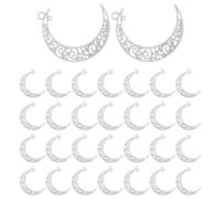 Toyvian Breloques Lune Creuses en Alliage Argenté 40 Pcs - Pendentifs Demi-Lune Ajourés Ronds pour Création de Bijoux - Accessoires DIY pour Bracelets Colliers et Boucles D’Oreilles -